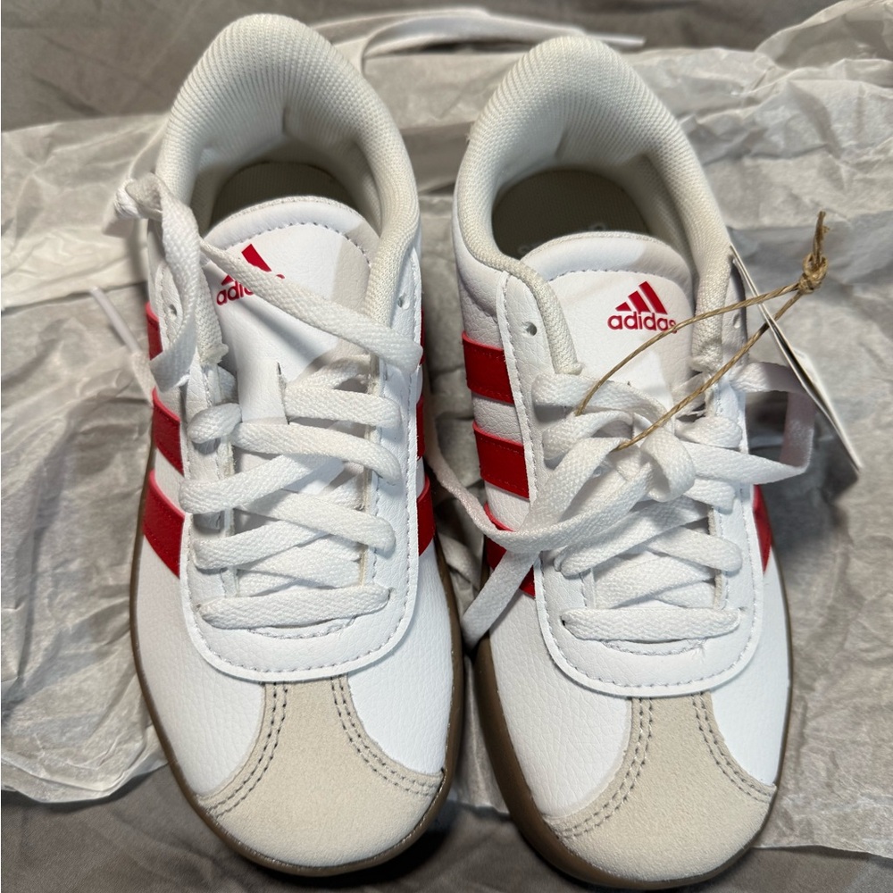 Adidas Kids White and Red Sneakers